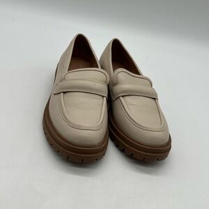 Madewell The Corinne Women’s Sz 7 True Beige Leather Lugsole Penny Loafers Shoes